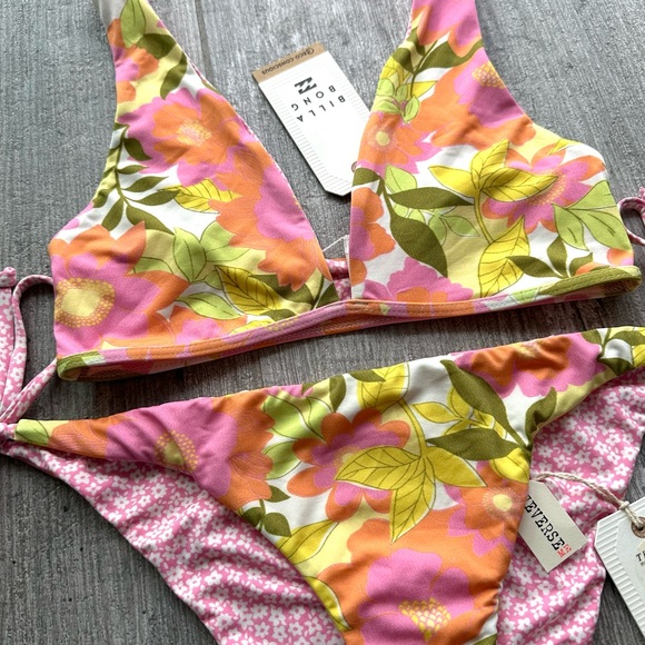 🔥🔥BILLABONG - REVERSIBLE SUMMER FOLK AVA TANK TIE SIDE MED BIKINI SET🔥🔥 - Picture 5 of 12